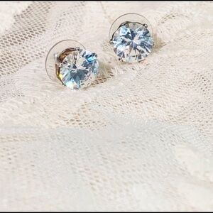 Cubic Zirconia Ear Stud/Post Earrings 1CM